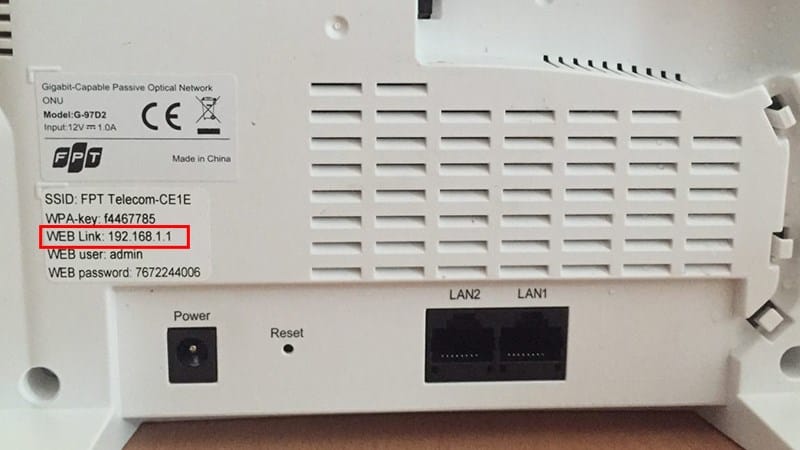 Thông tin đăng nhập quản trị Modem wifi