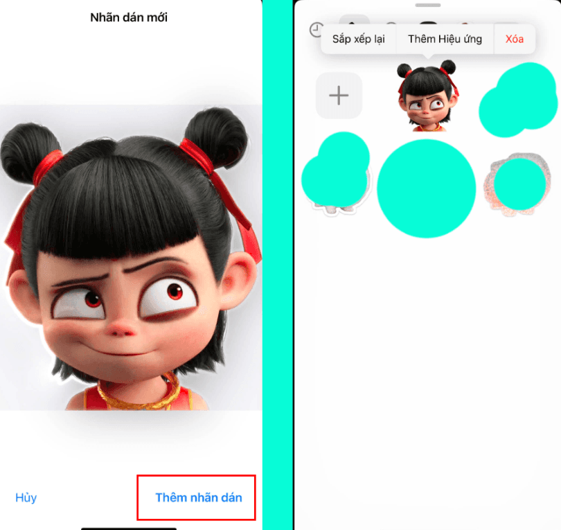Thêm dán nhãn Sticker iCon Na Tra vào Sticker iPhone