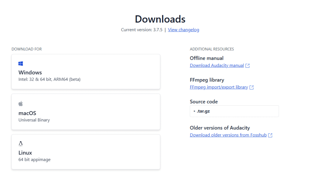Danh sách Download của phần mềm. Mình Dùng Windows thì chọn Windows