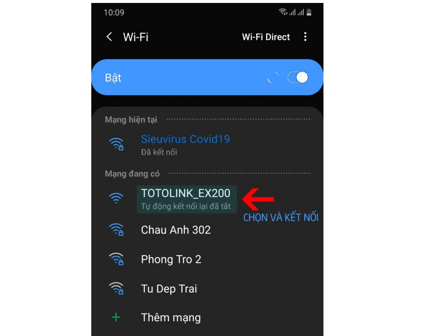 Kết nối vào mạng TOTOLINK_EX200